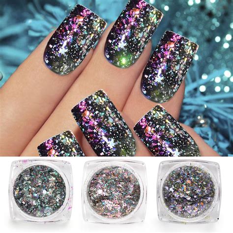 Glitter nail designs with mirror effect
